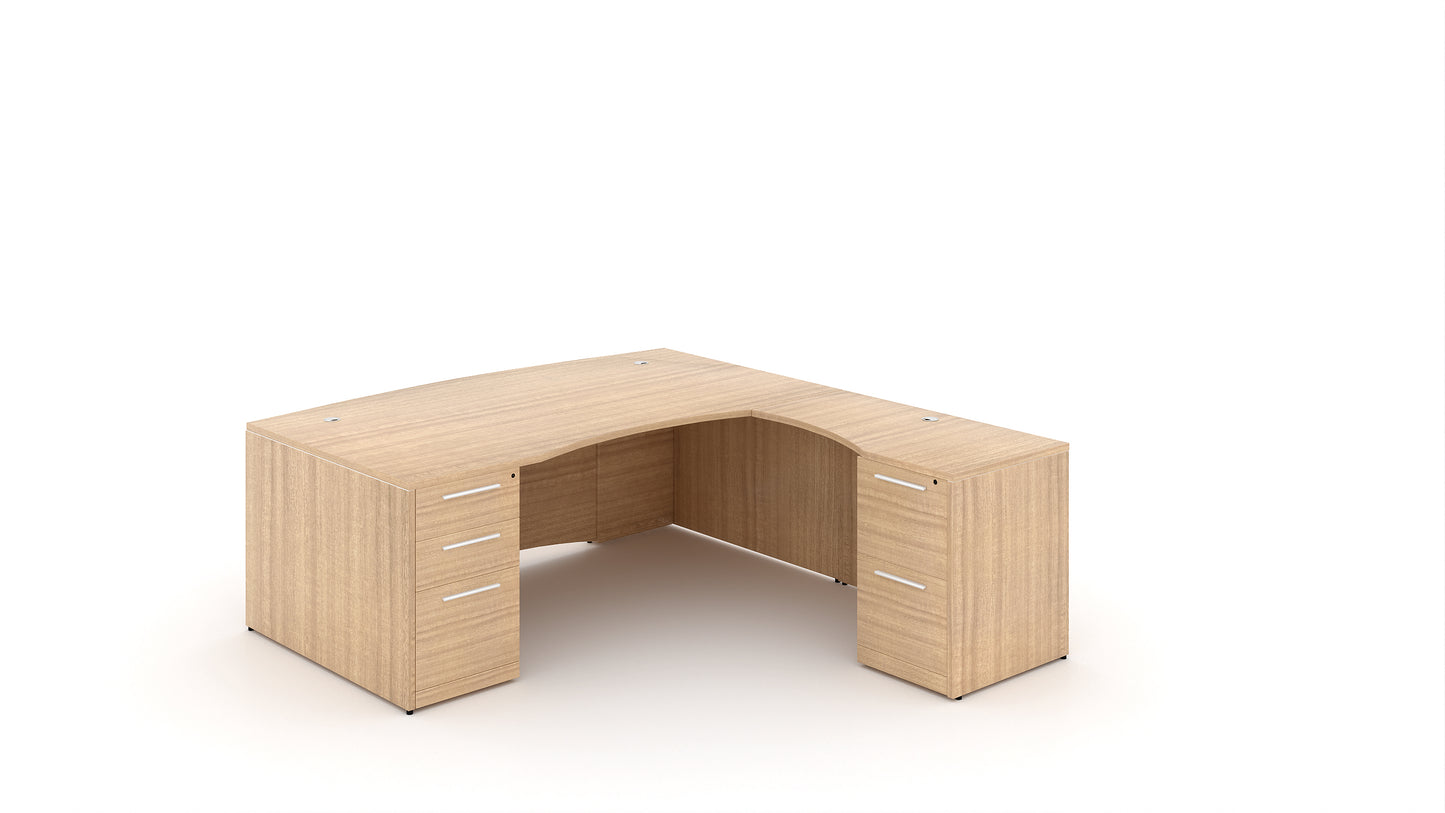 Potenza - 72" L-Shaped Bow Front Desk with Curved Laminate Modesty Panel