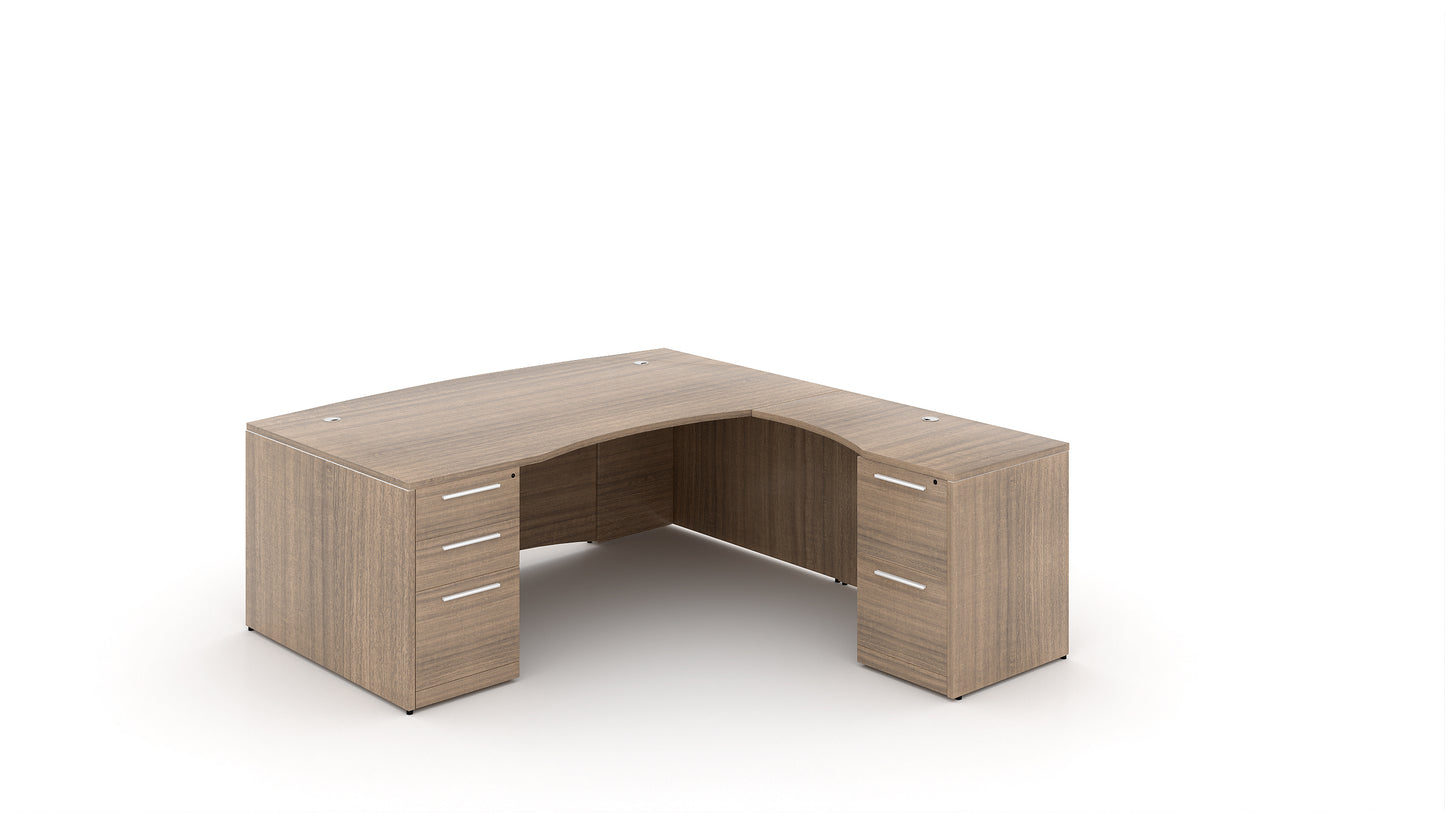 Potenza - 72" L-Shaped Bow Front Desk with Curved Laminate Modesty Panel