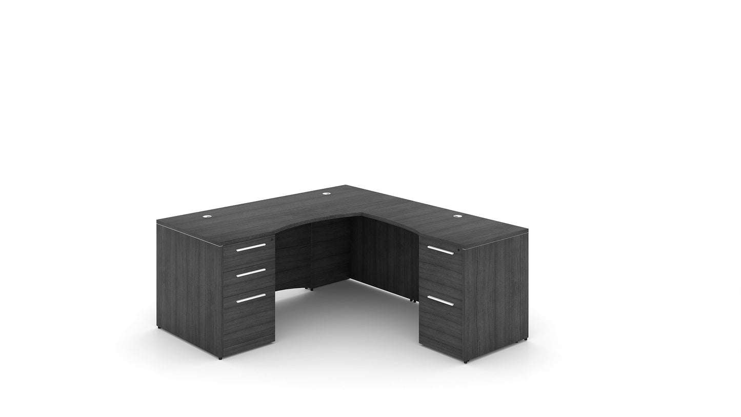 Potenza - 66" L-Shaped Rectangular Desk with Laminate Modesty Panel