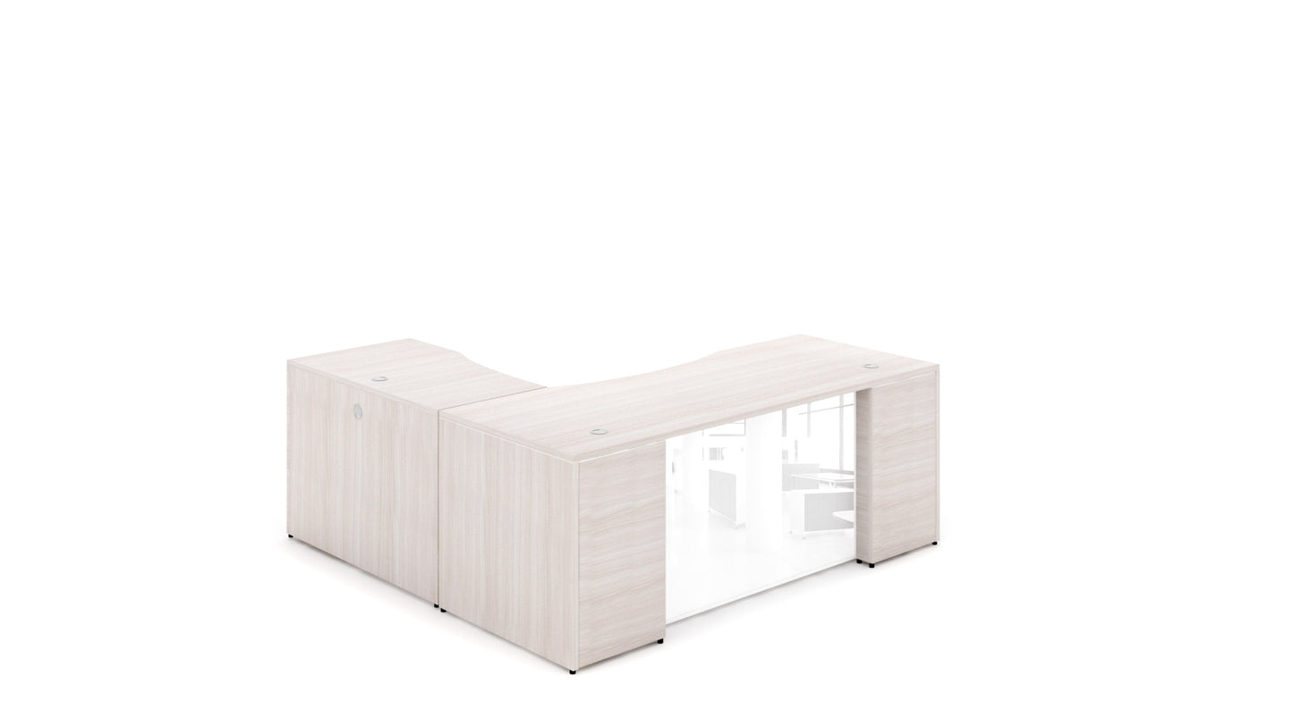 Potenza - 66" L-Shaped Rectangular Desk with Glass Modesty Panel