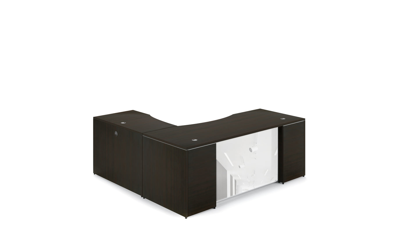 Potenza - 66" L-Shaped Rectangular Desk with Glass Modesty Panel