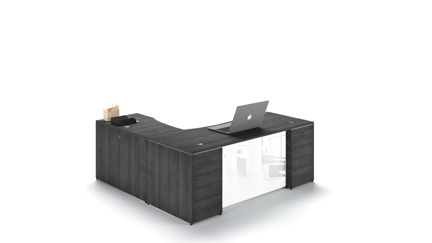 Potenza - 66" L-Shaped Rectangular Desk with Glass Modesty Panel