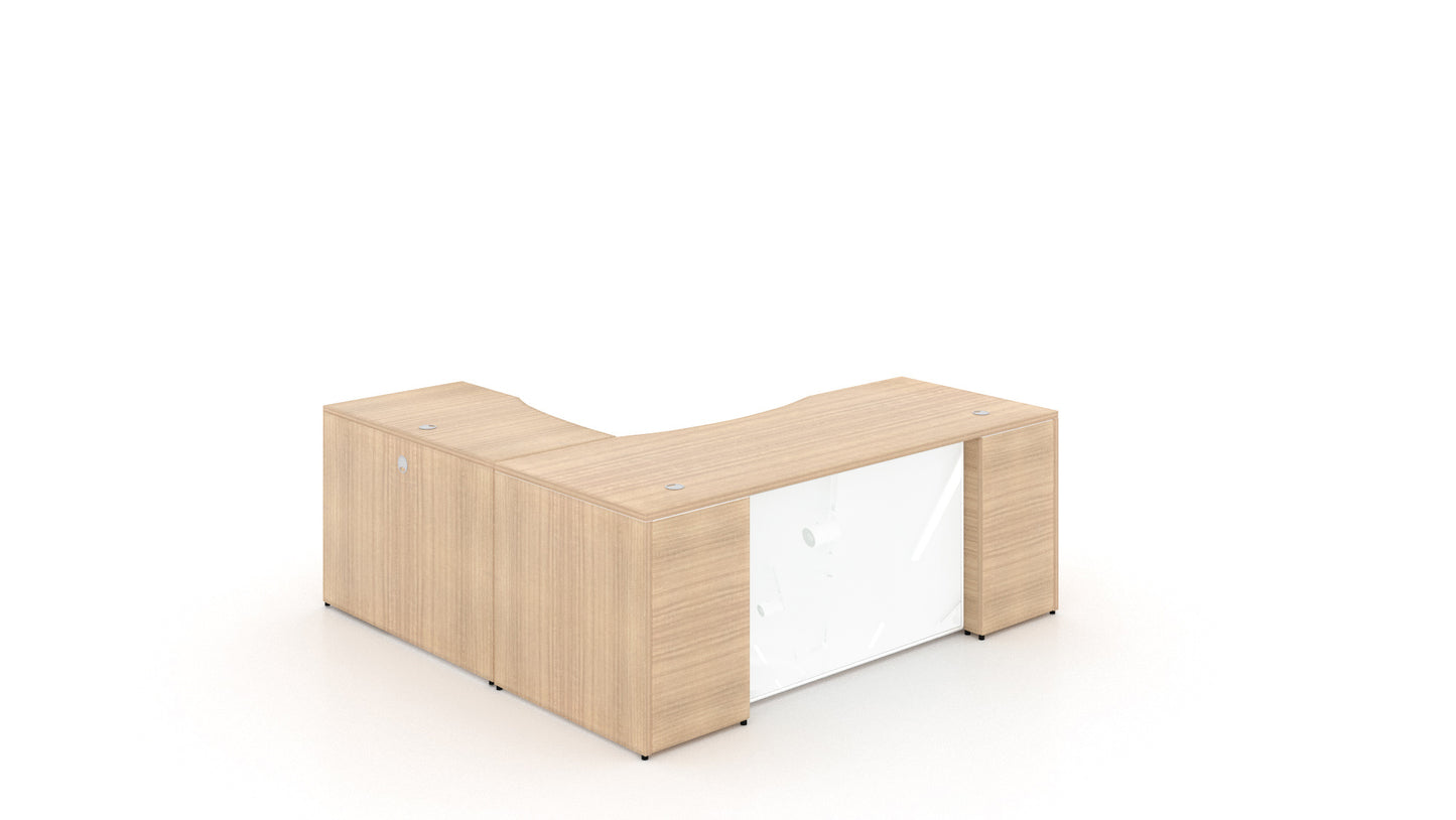 Potenza - 66" L-Shaped Rectangular Desk with Glass Modesty Panel