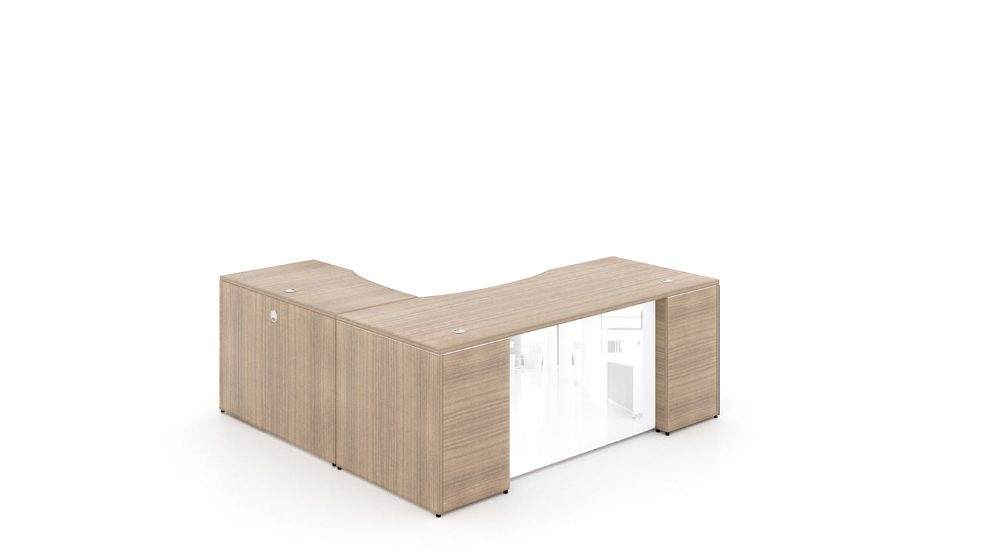 Potenza - 66" L-Shaped Rectangular Desk with Glass Modesty Panel