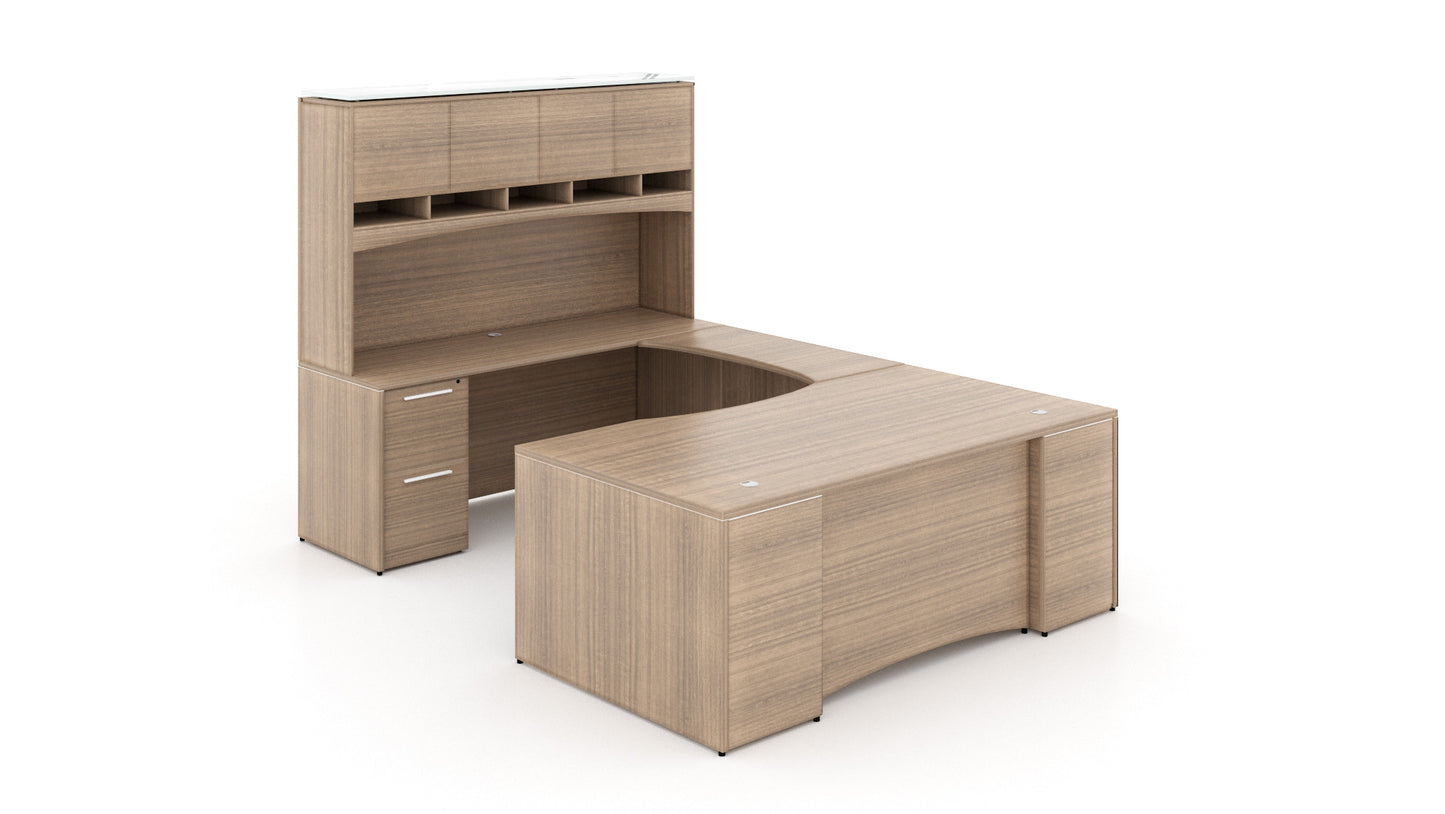 Potenza - U-Shaped Bow Front Desk with Laminate Modesty Panel
