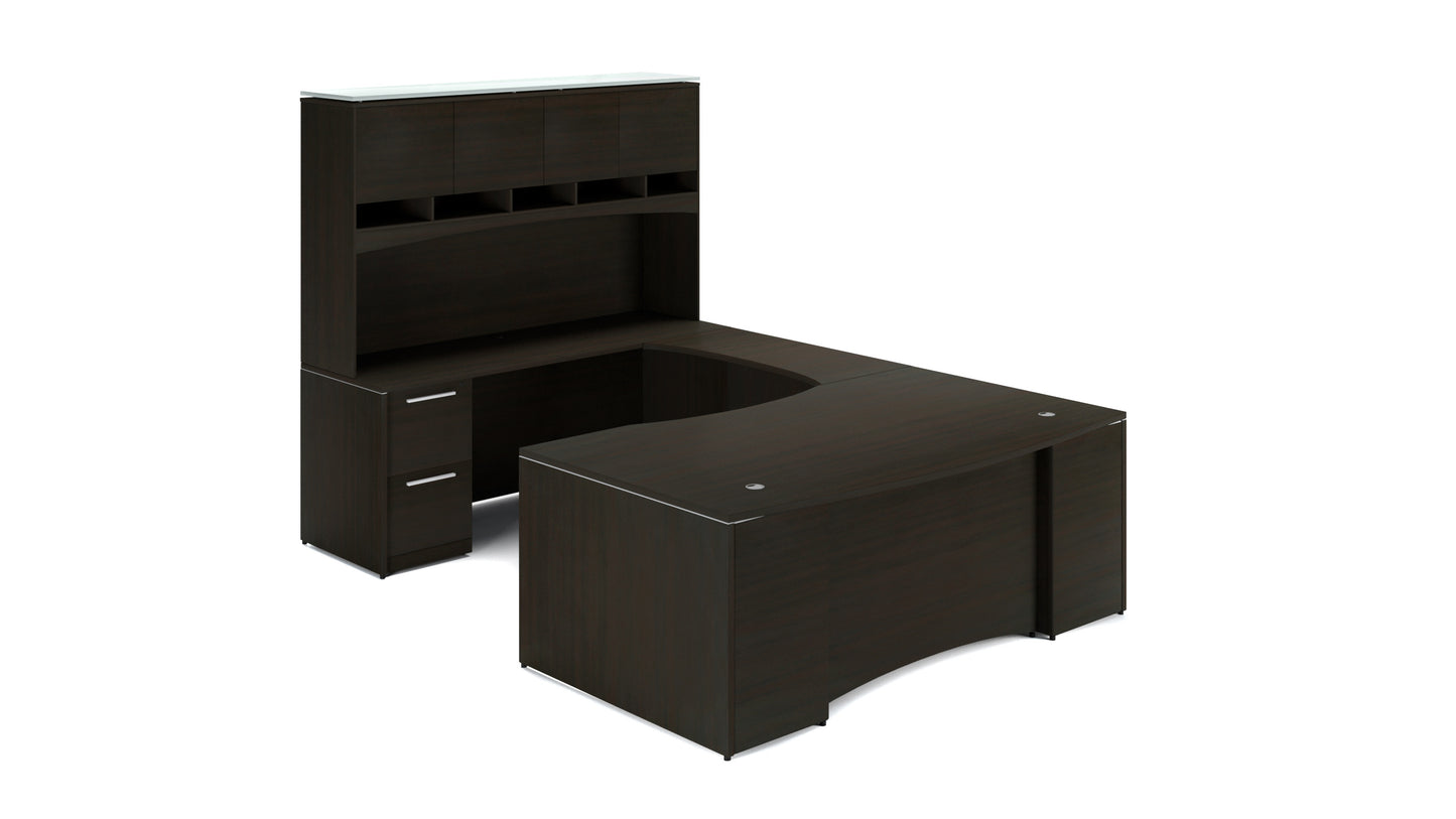 Potenza - U-Shaped Bow Front Desk with Laminate Modesty Panel