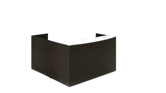 Potenza- L-Shaped Reception Desk with Glass Transactional Floated Top
