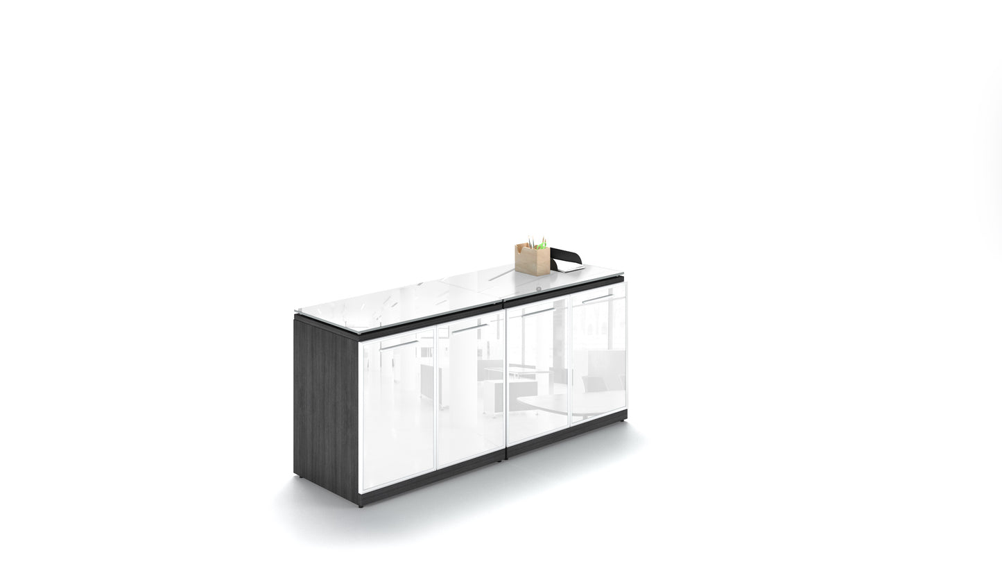 Potenza - 4 Glass Door Credenza w/ Floated Glass Top