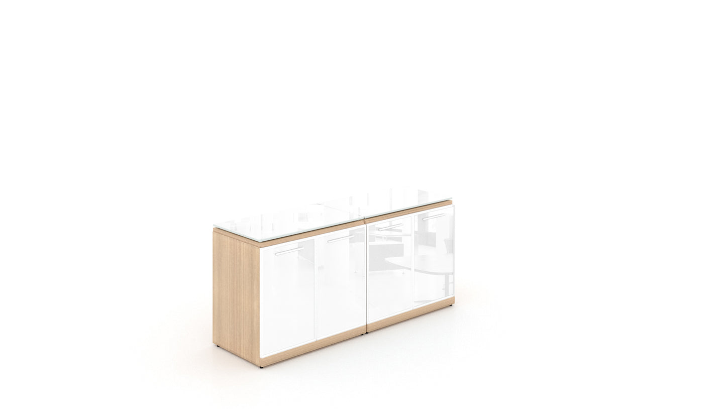 Potenza - 4 Glass Door Credenza w/ Floated Glass Top