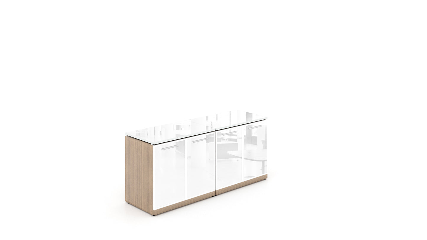 Potenza - 4 Glass Door Credenza w/ Floated Glass Top