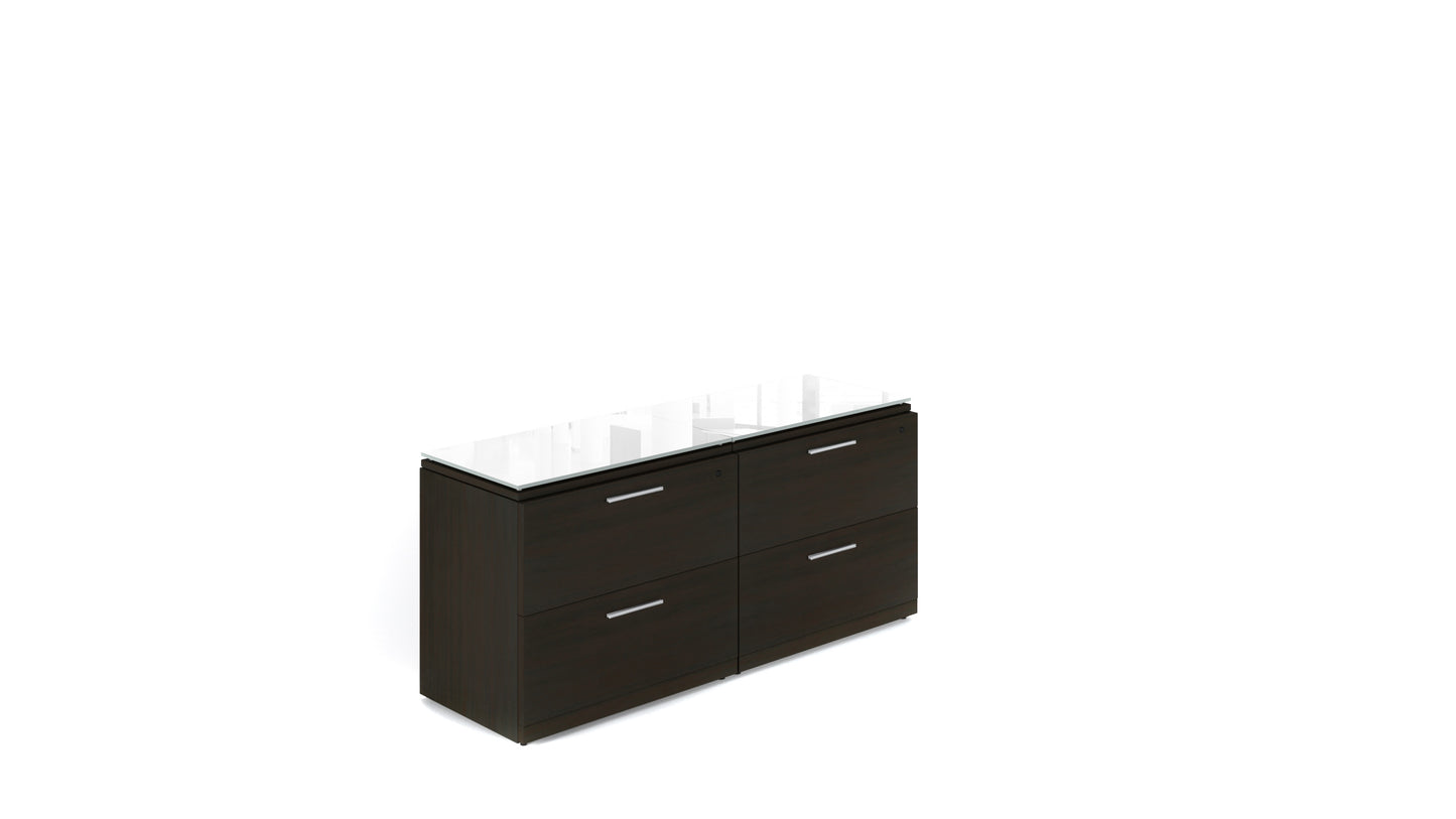 Potenza - 4 Drawer Lateral Credenza with Floated Glass Top