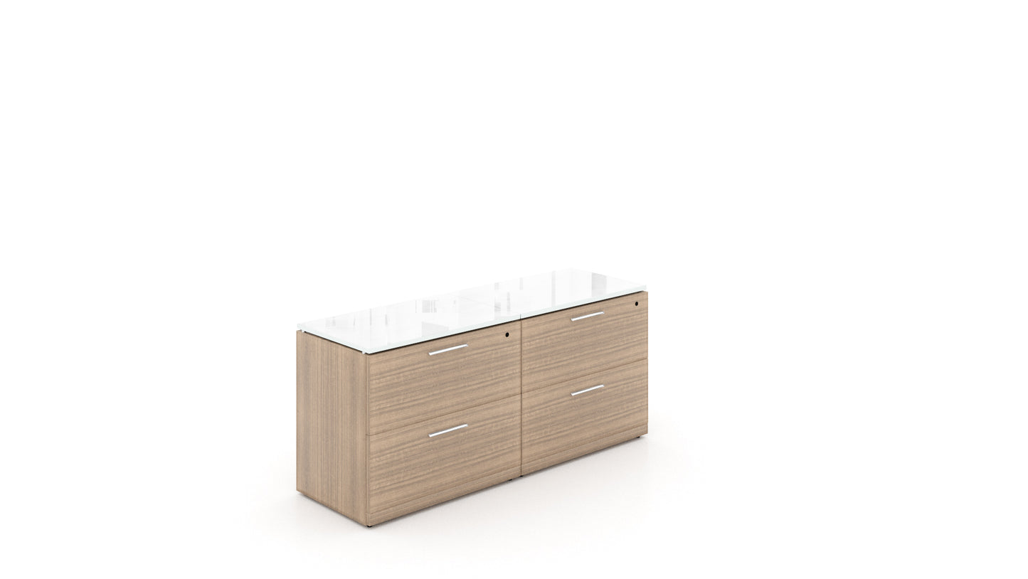 Potenza - 4 Drawer Lateral Credenza with Floated Glass Top