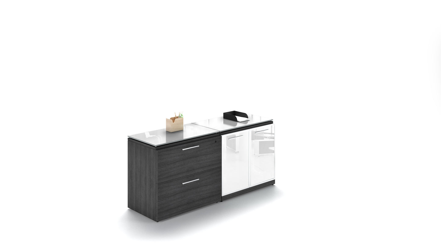 Potenza - Combo Credenza with Floating Glass Top