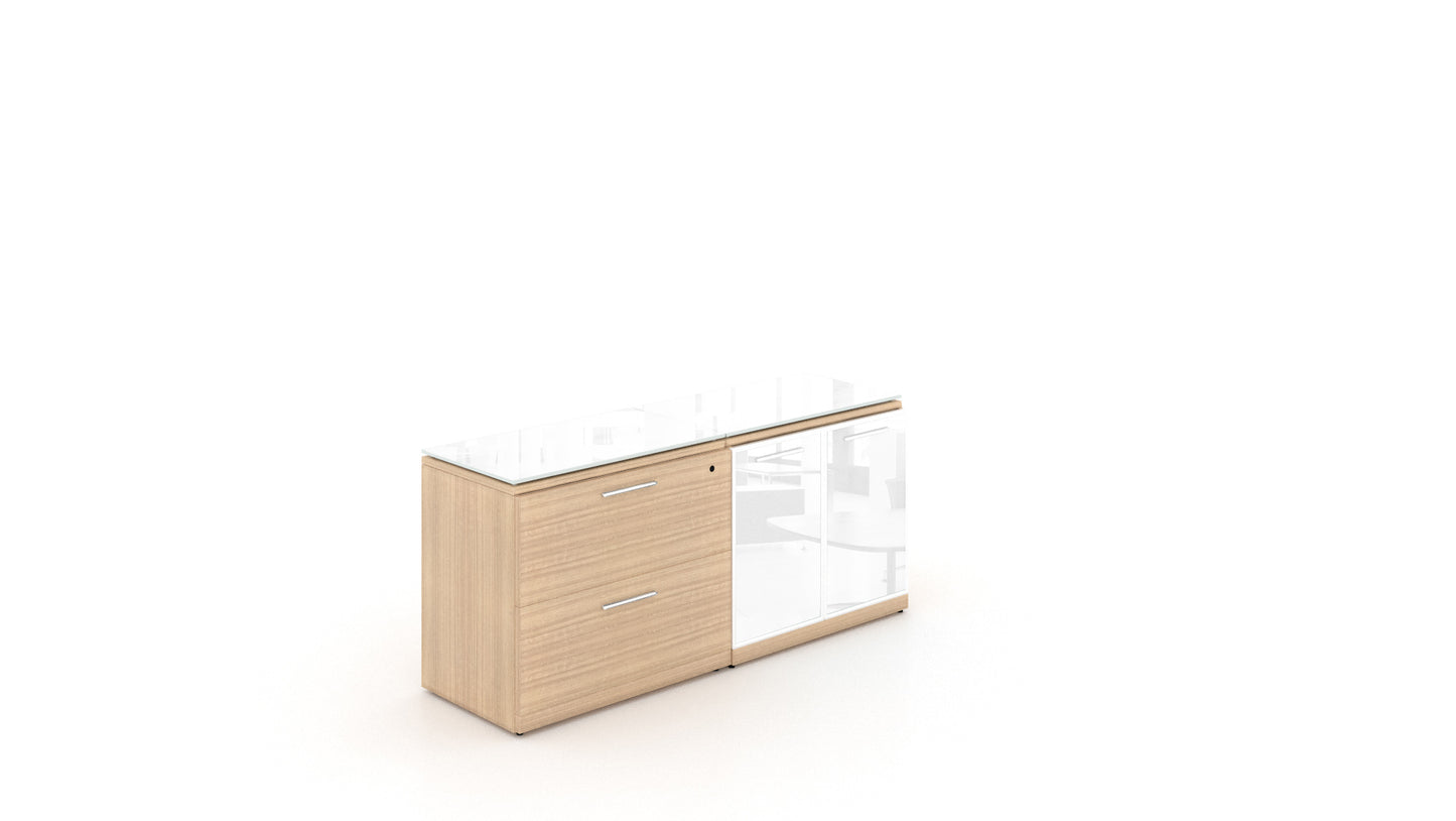 Potenza - Combo Credenza with Floating Glass Top