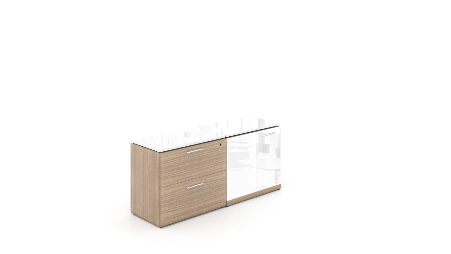 Potenza - Combo Credenza with Floating Glass Top