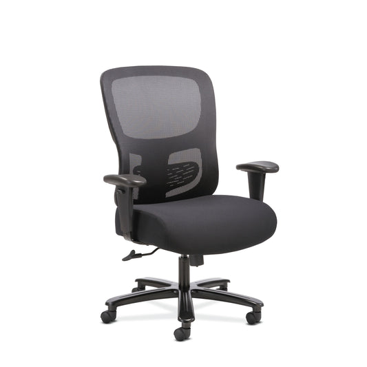 Big and Tall Chair | Height-Adjustable Arms | Adjustable Lumbar | Black Fabric and Mesh