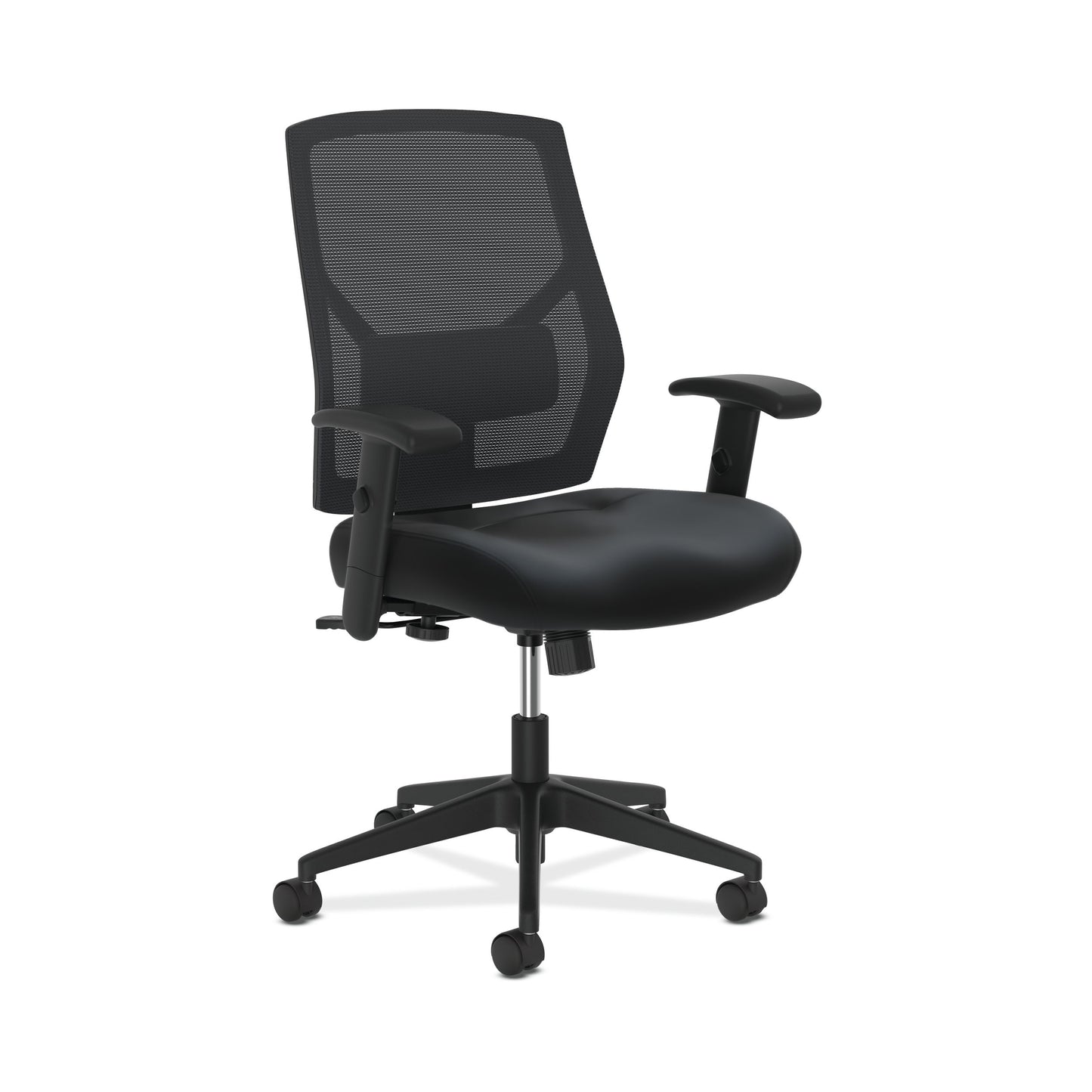 HON Crio High-Back Task Chair | Mesh Back | Adjustable Arms | Adjustable Lumbar | Black Leather