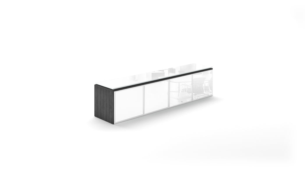 Deluxe Mounted Wall Hutch w/ Glass Doors