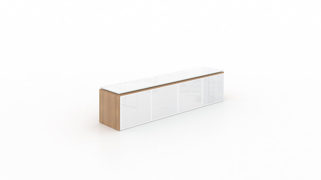 Deluxe Mounted Wall Hutch w/ Glass Doors