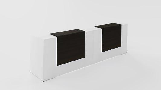 Double Station Reception Desk w/ Front Overlays & Rectangular Top