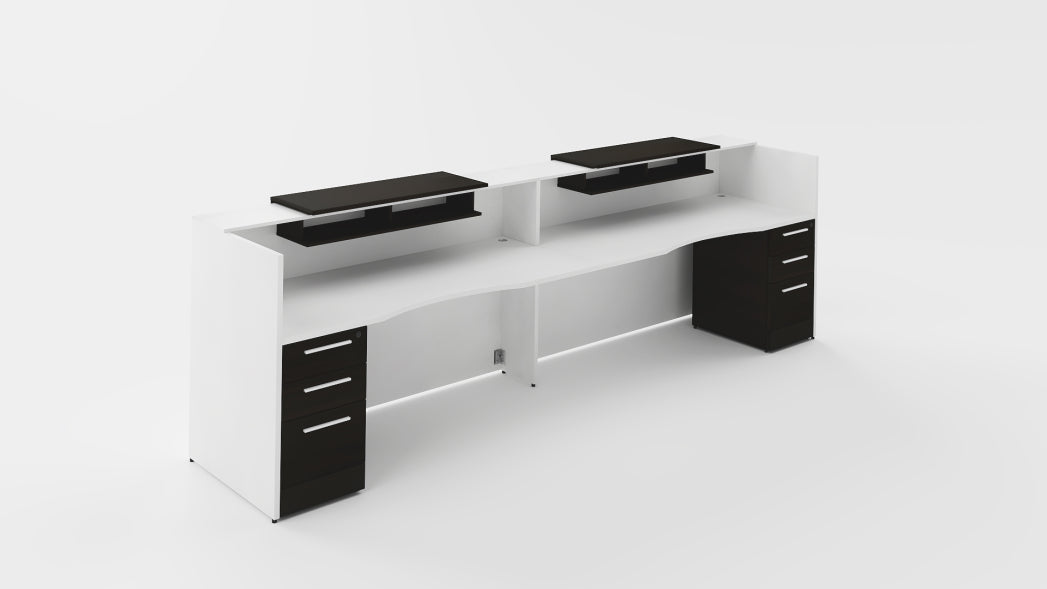 Double Station Reception Desk w/ Front Overlays & Rectangular Top