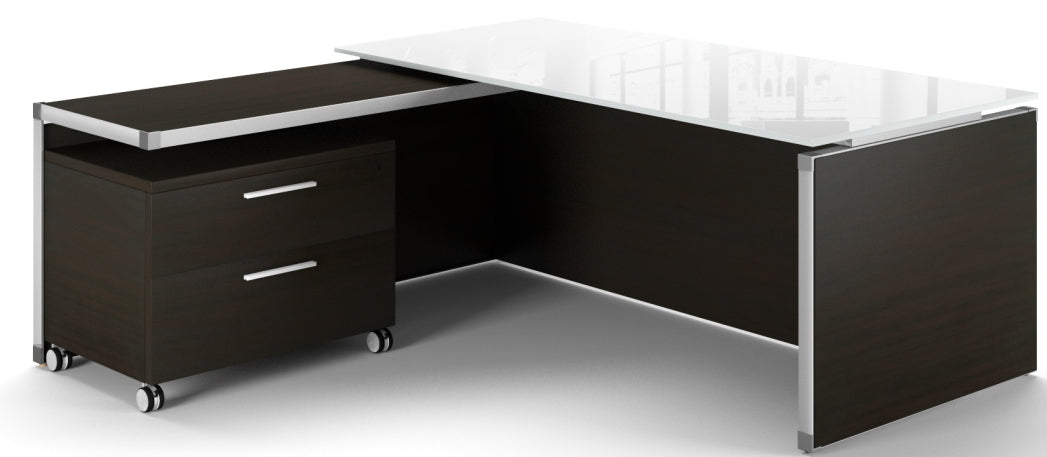 Potenza - L-shape Executive Desk with Glass Top