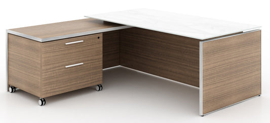 Potenza - L-shape Executive Desk with Glass Top