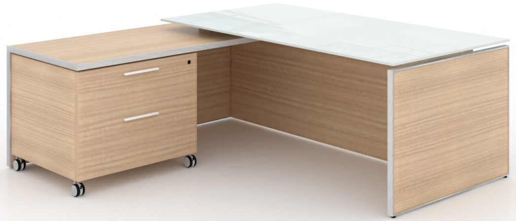 Potenza - L-shape Executive Desk with Glass Top
